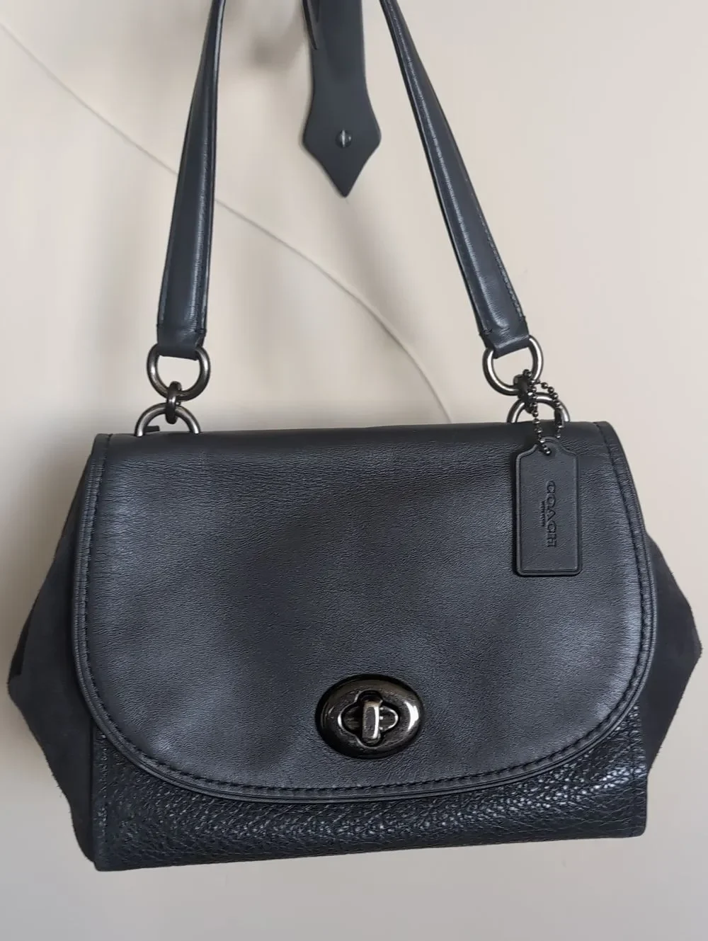 COACH Faye Slate  Embossed Buffalo Refined Calf Leather Top Handle/Crossbody Bag